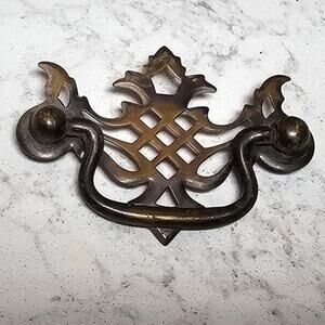 Vintage Original Salvage Hardware 3 1/8" Brass Drawer Cabinet Drop Swing Pull